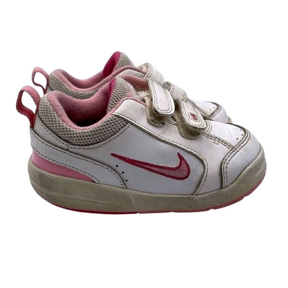 Nike Pico 3 Sneaker White Pink Hook Loop Straps Toddler 7C